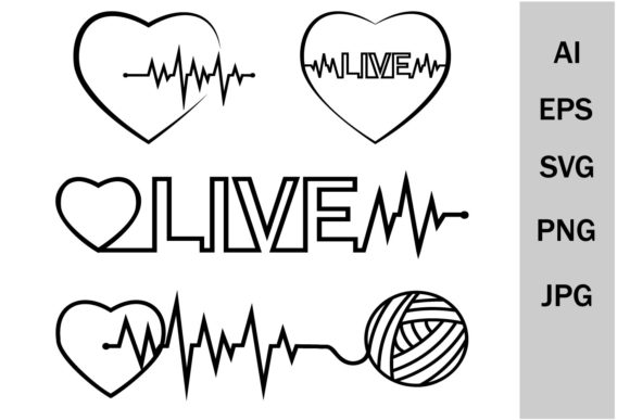Heartbeat Pulse Black Line: Graphics for Crafts