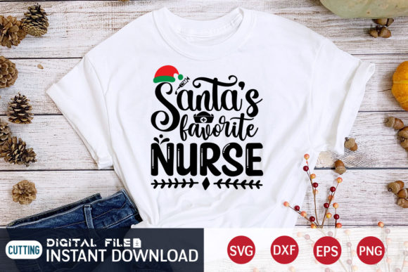 Santa's Favorite Nurse Graphics for T-Shirt Designs