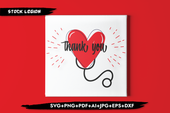 Thank You Heart Stethoscope Graphics for Crafts